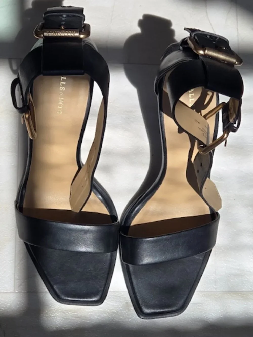 NEW! All Saints Noir Leather Sandals - Black